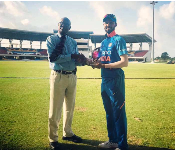Ruturaj Gaikwad receiving man of the match award for his performance