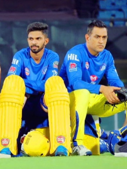 Ruturaj with MS Dhoni during IPL practice sessions.